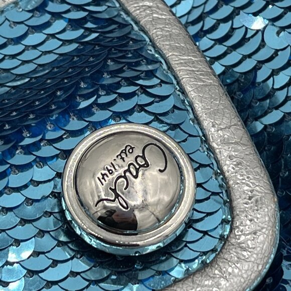 RARE Coach Poppy Turquoise Sequin Spotlight 2-Way Shoulder Bag Handbag - Picture 5 of 12